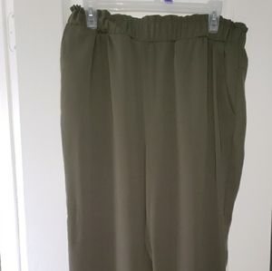 Hunter Green Crepe Paperbag Pants